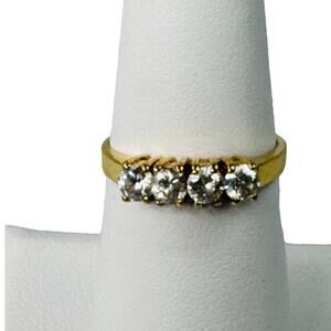Vintage CZ Cubic Zirconia Yellow Gold Anniversary Band Ring Size 6.5